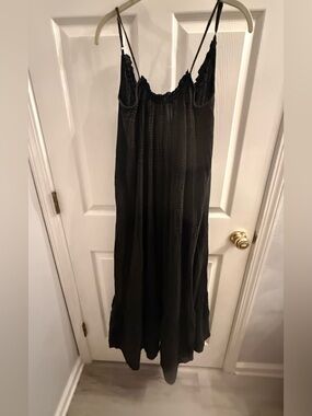 Anthropologie Oversized Flowy Cotton Charcoal Gray Dress